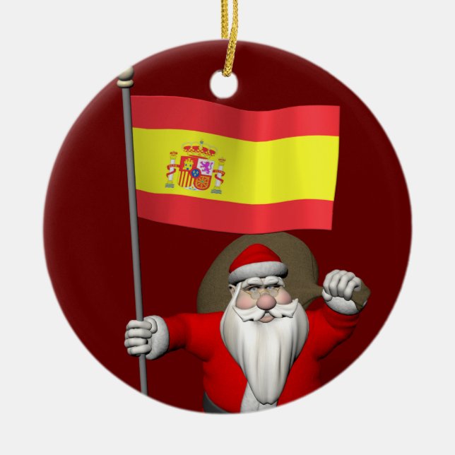 Ornamento De Cerâmica Papai Noel Com Alferes De Espanha (Frente)