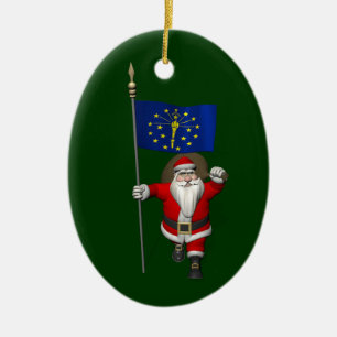 Ornamento De Cerâmica Papai Noel Com Alferes De Indiana