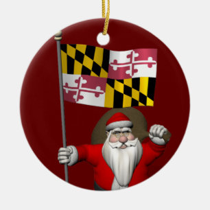 Ornamento De Cerâmica Papai Noel Com Alferes De Maryland