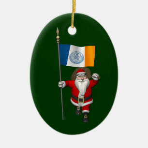 Ornamento De Cerâmica Papai Noel Com Alferes De Nova Iorque
