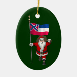 Ornamento De Cerâmica Papai Noel Com Alferes Do Mississippi