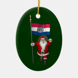 Ornamento De Cerâmica Papai Noel Com Alferes Do Missouri