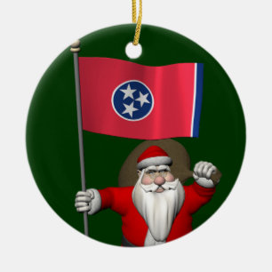 Ornamento De Cerâmica Papai Noel Com Alferes Do Tennessee