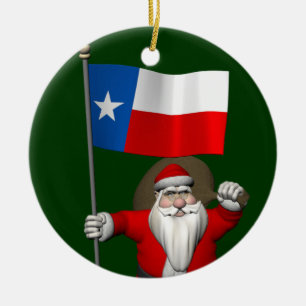 Ornamento De Cerâmica Papai Noel Com Alferes Do Texas
