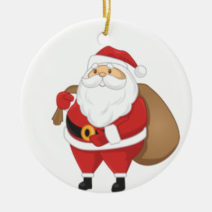 Ornamento De Cerâmica Papai noel com o saco dos presentes