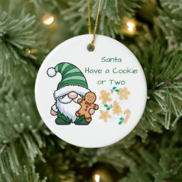 Ornamento De Cerâmica Papai Noel Coma um ou Dois Biscoitos em um