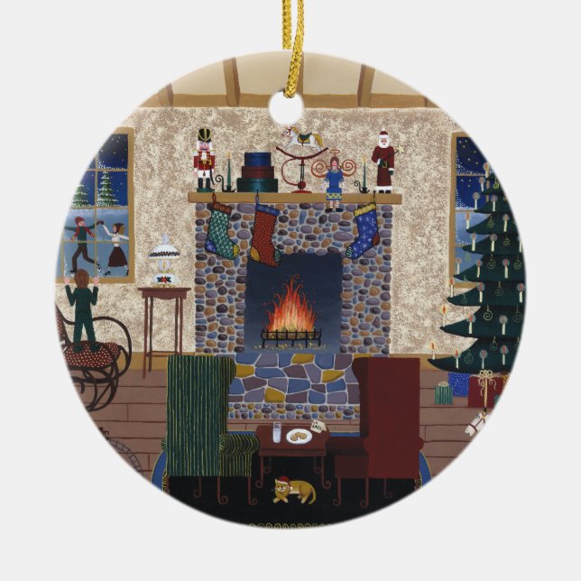 Ornamento De Cerâmica Papai noel de espera (Frente)