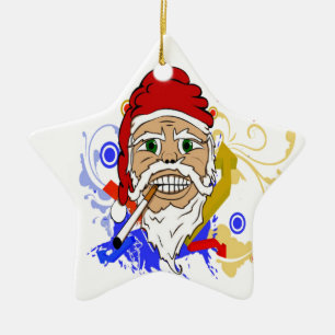 Ornamento De Cerâmica Papai noel de fumo