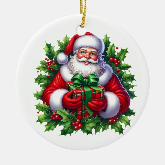 Ornamento De Cerâmica Papai Noel de Natal (Frente)