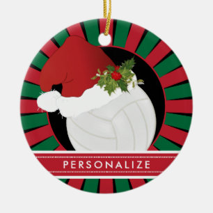 Ornamento De Cerâmica Papai Noel de Natal de Voleibol Esporte