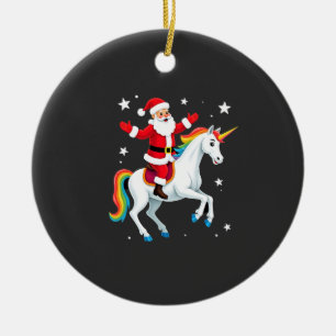 Ornamento De Cerâmica Papai Noel de Natal Montando Unicórnio Natal Menin