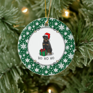 Ornamento De Cerâmica Papai Noel de Natal Que Rottweiler Cachorro Engraç
