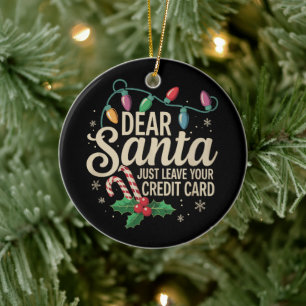 Ornamento De Cerâmica Papai Noel Deixe seu Cartão de Crédito no Natal