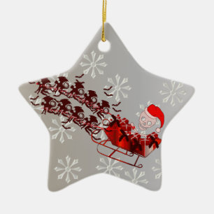 Ornamento De Cerâmica Papai noel do macaco do vôo