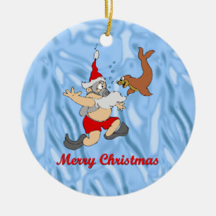 Ornamento De Cerâmica Papai noel do mergulhador