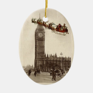 Ornamento De Cerâmica Papai noel do vintage sobre o Natal Ornamet de