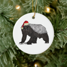 Ornamento De Cerâmica Papai Noel Durão Texugo-Mel Festivo