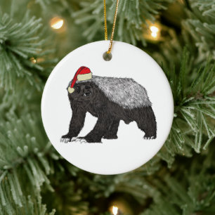 Ornamento De Cerâmica Papai Noel Durão Texugo-Mel Festivo