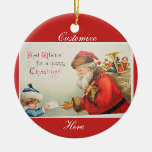 Ornamento De Cerâmica Papai noel e Natal da nostalgia do vintage do