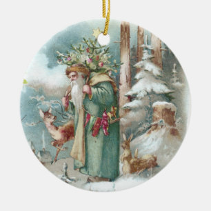 Ornamento De Cerâmica Papai noel e natal vintage dos animais da floresta