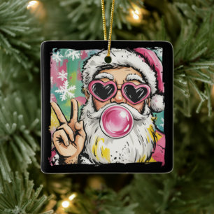 Ornamento De Cerâmica Papai Noel Elegante Brilho Coquette Natal Feminino