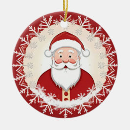 Ornamento De Cerâmica Papai Noel em meio a flocos de neve