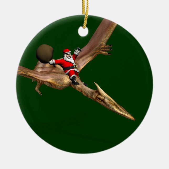 Ornamento De Cerâmica Papai Noel Em Quetzalcoatlus (Frente)