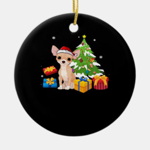 Ornamento De Cerâmica Papai Noel Engraçado Cachorro Chihuahua Árvore de