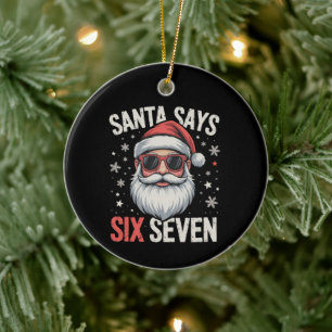Ornamento De Cerâmica Papai Noel engraçado diz seis sete Natal 67 Meme X