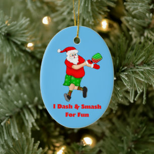 Ornamento De Cerâmica Papai Noel Engraçado Jogando Pickleball Eu Dou Das