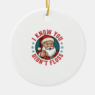 Ornamento De Cerâmica Papai Noel Engraçado Não Usou Fio Dental Dentista