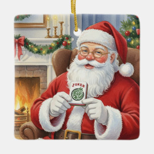 Ornamento De Cerâmica Papai Noel Engraçado Personalizado Traga-me um Cor