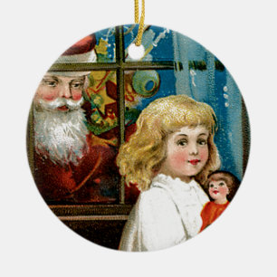 Ornamento De Cerâmica Papai Noel está na Janela