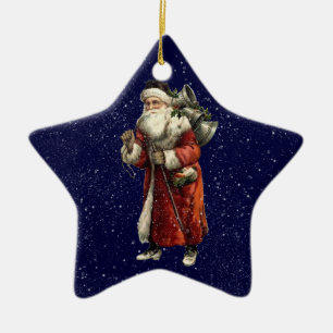 Ornamento De Cerâmica Papai noel & estrela do Natal de 3 homens sábios