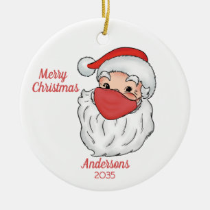 Ornamento De Cerâmica Papai Noel Face Máscara Feliz Natal