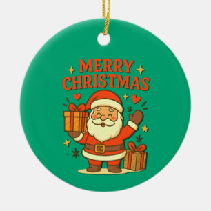 Ornamento De Cerâmica Papai Noel Fofo Arte de Natal – Feliz Natal