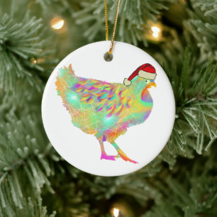 Ornamento De Cerâmica Papai Noel frango fofo