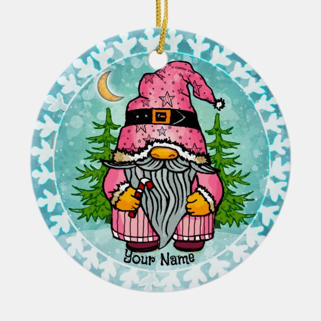 Ornamento De Cerâmica Papai Noel gnomo  (Frente)