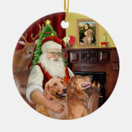Ornamento De Cerâmica Papai Noel - GoldenRetriever (DOIS)