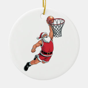 Ornamento De Cerâmica Papai Noel Jogando Basquete Amantes do Esporte de