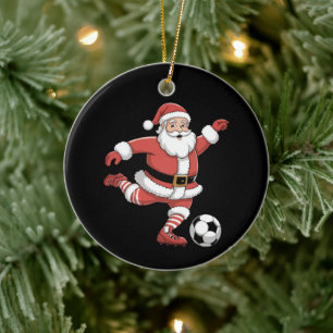 Ornamento De Cerâmica Papai Noel Jogando Futebol Esportes de Natal
