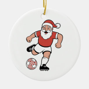 Ornamento De Cerâmica Papai Noel Jogando Futebol Natal Jogador Esporte