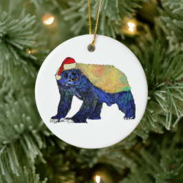 Ornamento De Cerâmica Papai Noel Maligno Texugo mel Melómano Psicodélico