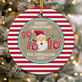 Ornamento De Cerâmica Papai Noel Menta Personalizado Natal