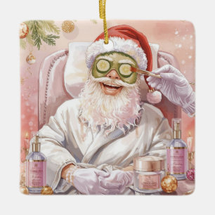 Ornamento De Cerâmica Papai Noel na Banheira de Hidromassagem tema Natal