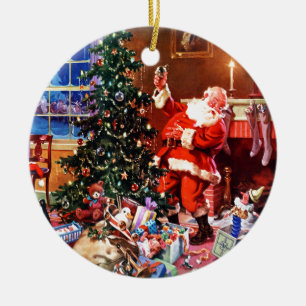 Ornamento De Cerâmica Papai Noel na noite antes do Natal
