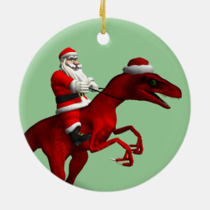 Ornamento De Cerâmica Papai Noel No Dino
