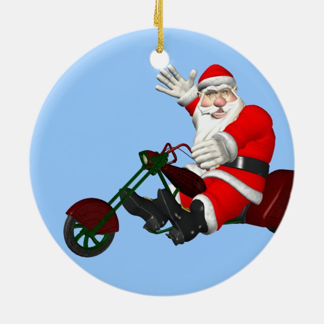 Ornamento De Cerâmica Papai Noel No Motor Trike (Traseira)