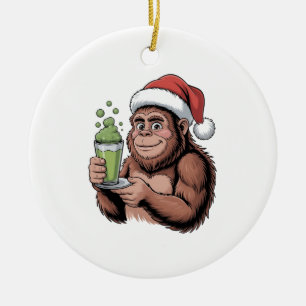 Ornamento De Cerâmica Papai Noel Pé Grande Engraçado Sasquatch Segurando