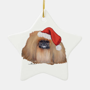 Ornamento De Cerâmica Papai Noel Pequinês